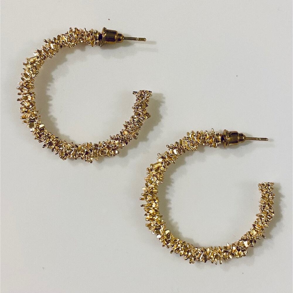 Gold Textured Hoop Earrings